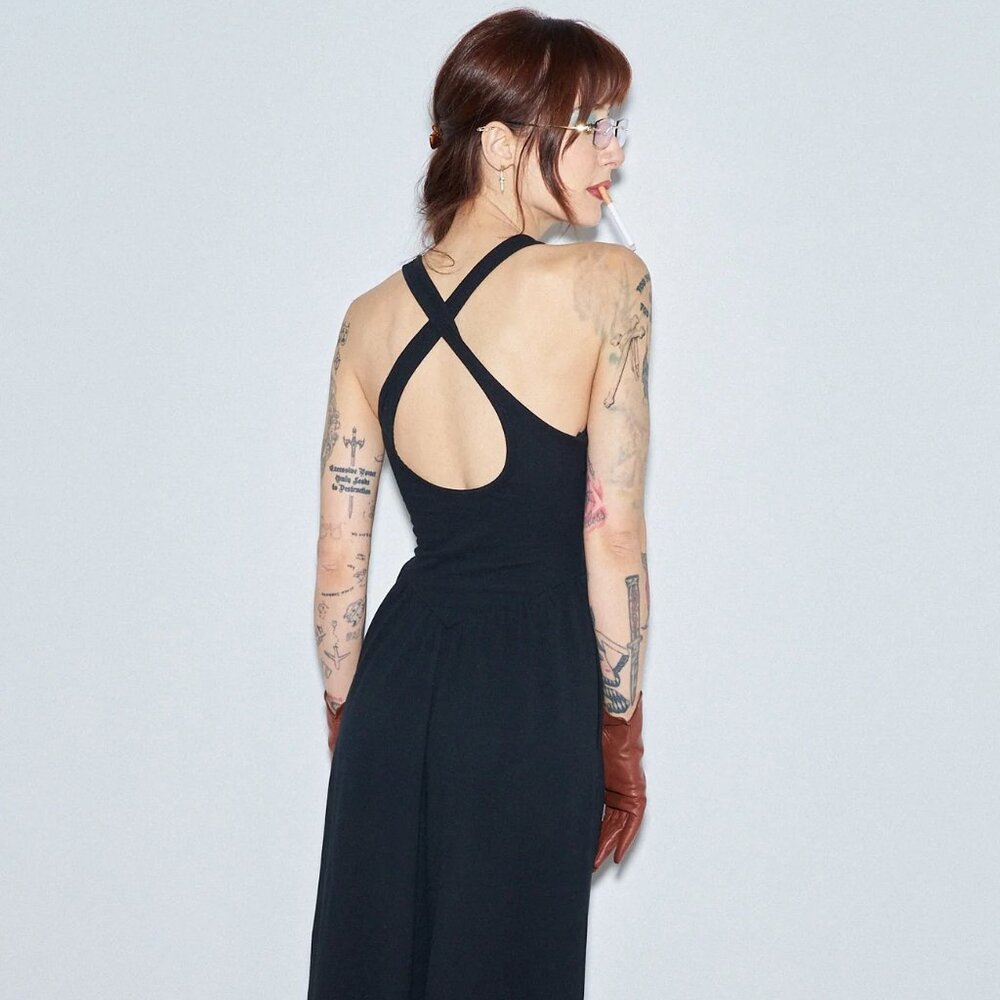 Fashion Brand Company - black cotton Crossback goth princess Travel Dress